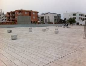 Plaza Europa Formentera, impermeabilización solución bicapa y pavimento de piedra cenia